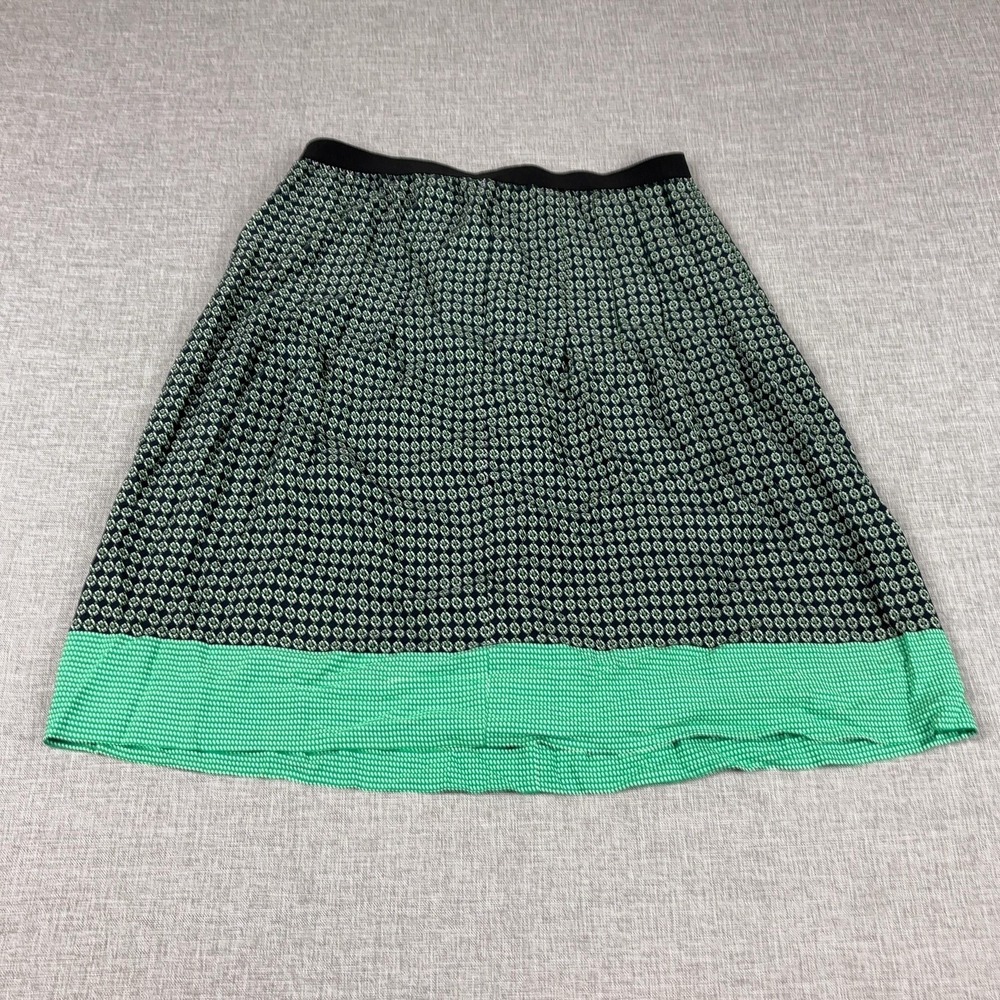 Caroll Paris Skirt Womens 38 Medium Green Geometric Knee Length Pleated Lined
